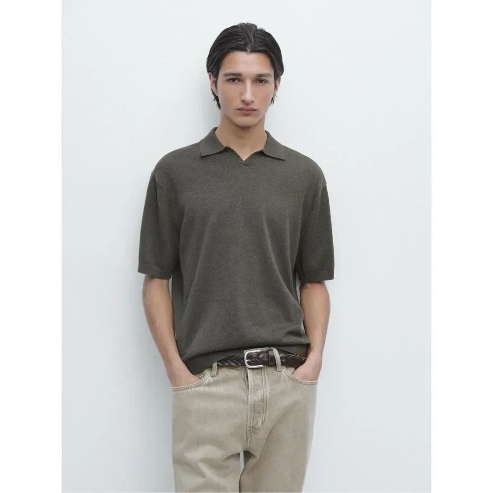 ✨Massimo Dutti Green/Grey Sz Medium Polo shirt✨